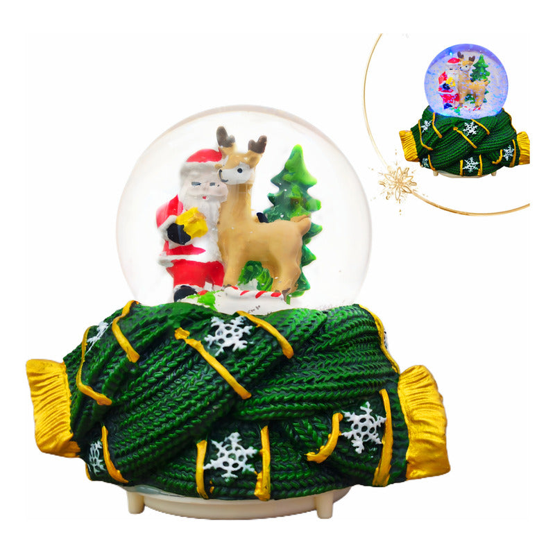 Bola De Nieve Esfera De Cristal Navidad Luz Y Música Decora