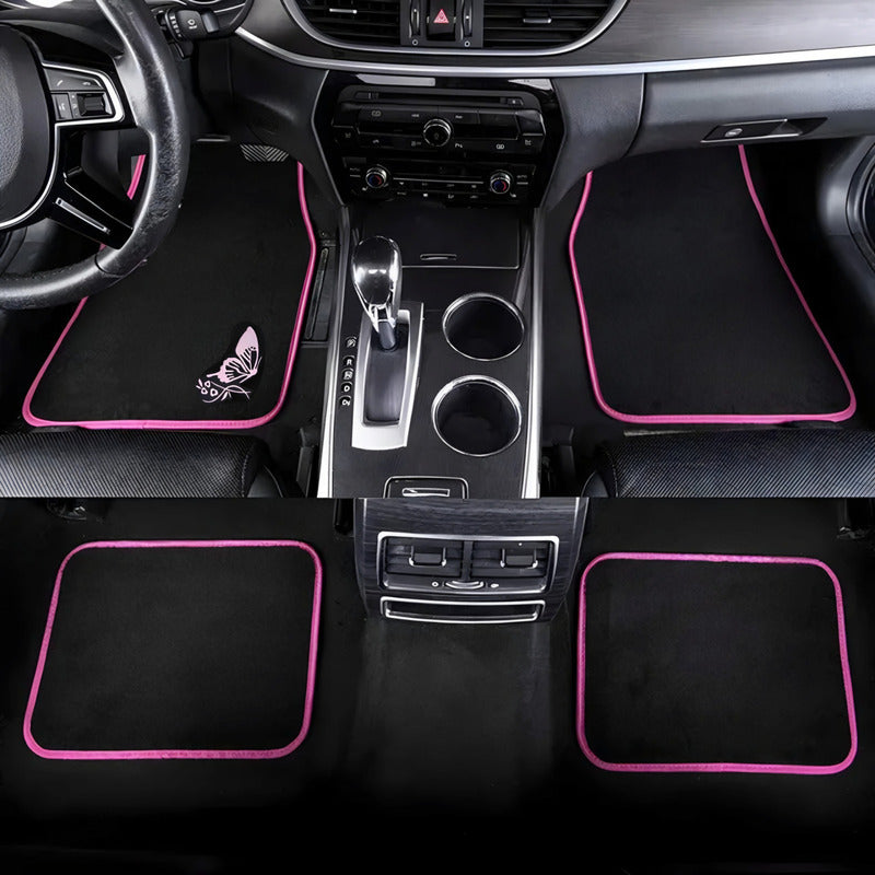 Set Cubre Piso Mujer Alfombra 4pcs Auto Universal Diseño Ryc