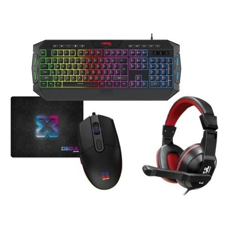 Kit Gamer 4en1 Teclado + Mouse + Mouse-pad + Audifnos Aoas / Teclado Negro