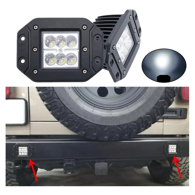Neblinero 6 Led 18w Embutido Bivoltaje Packx2 /r&c