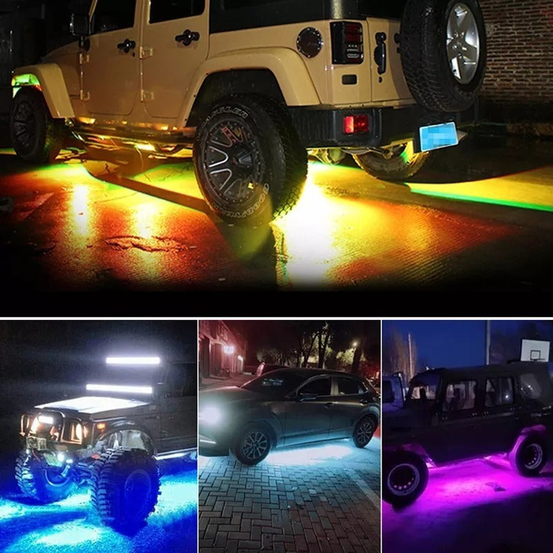 Kit X4 Luz De Chasis Rgb Exterior App Bluetooth Tuning 120cm