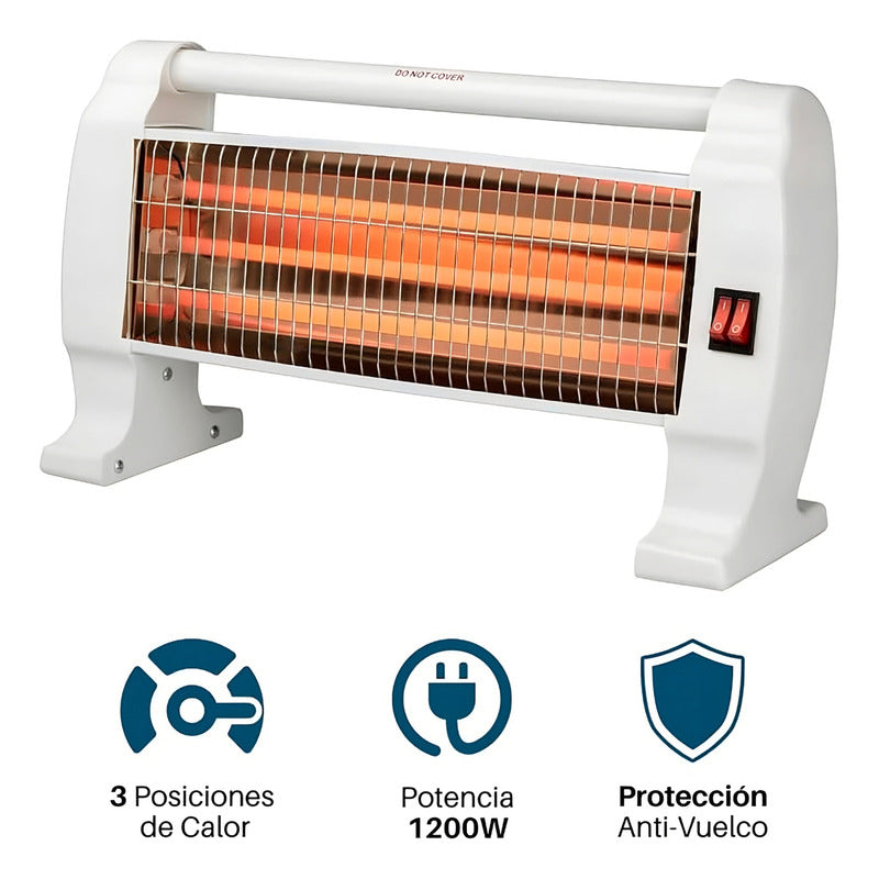 Estufa De Cuarzo Calefactor Eléctrico Horizontal 1200w /r&c