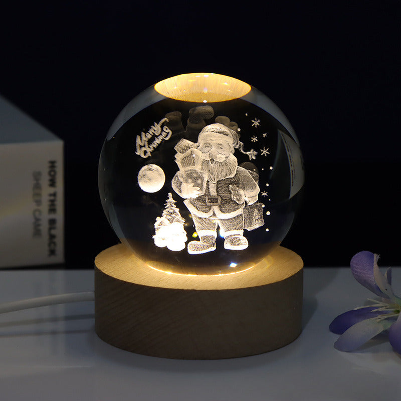 Esfera De Cristal Lámpara Noche Diseño Navidad 3d Bola 8cm