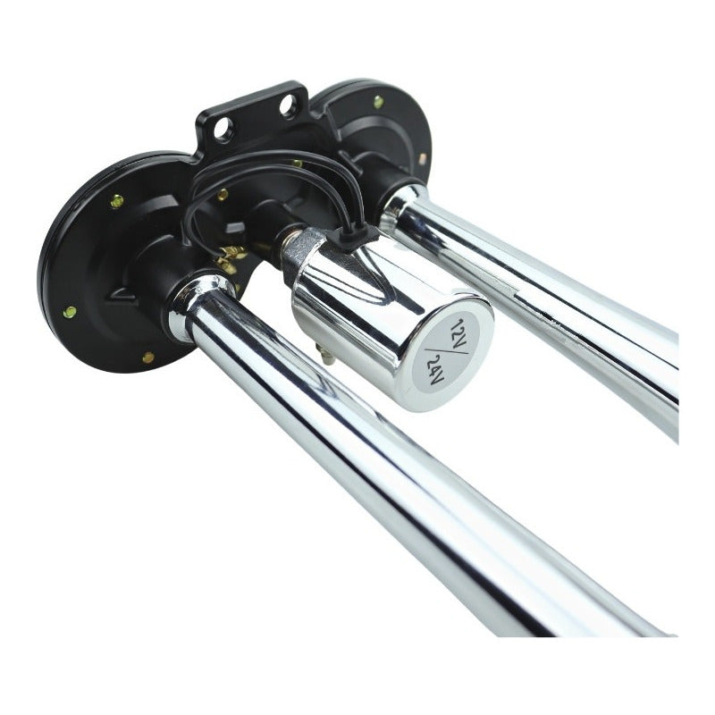 Bocina De Aire Electrica Doble Trompeta Con Luz Ámbar 12-24v