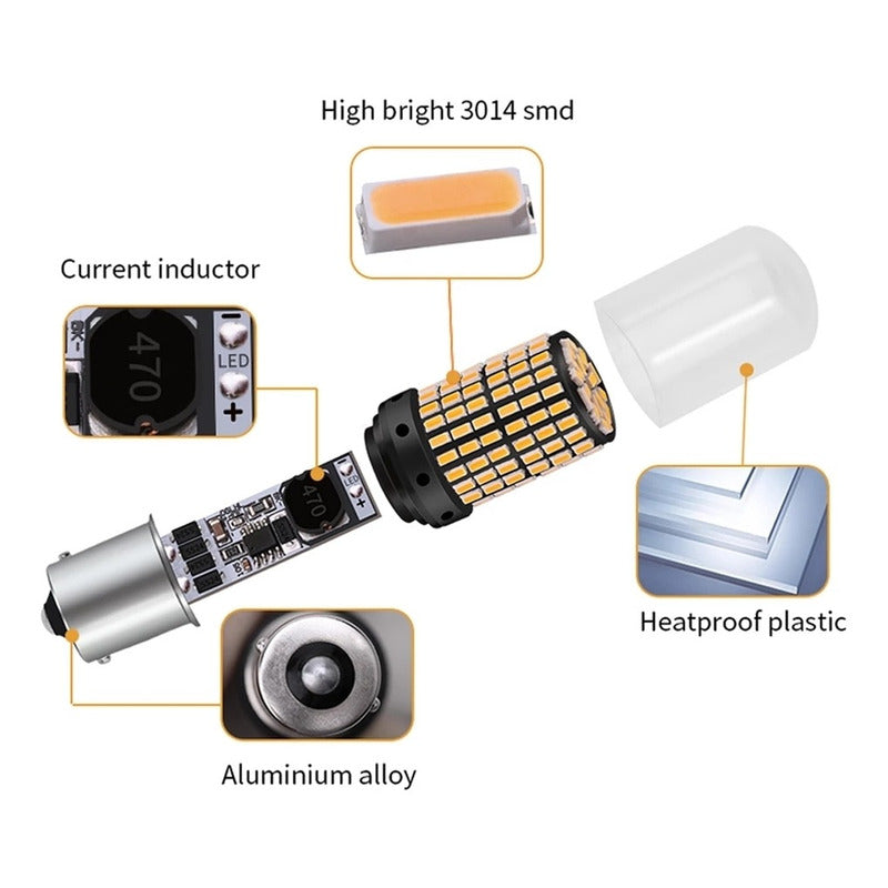 Ampolleta 144 Led Intermitente 1/2 Contacto Luz Viraje Ambar