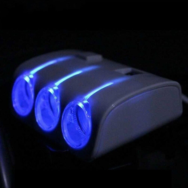 Encendedor Triple Adaptador +2usb 120w 12-24v Splitter Encen