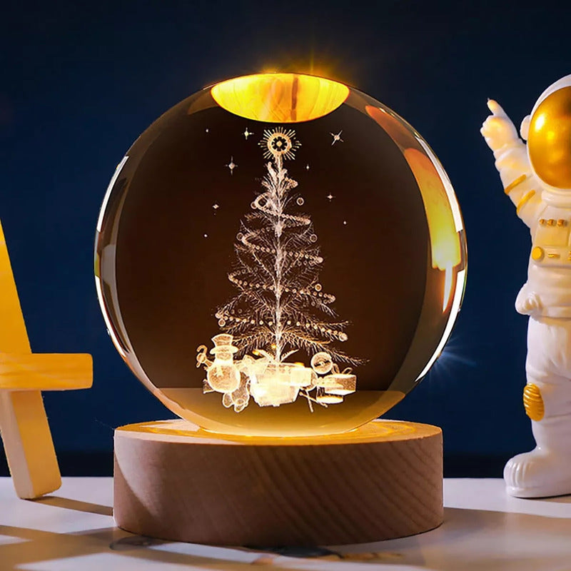 Esfera De Cristal Lámpara Noche Diseño Navidad 3d Bola 8cm
