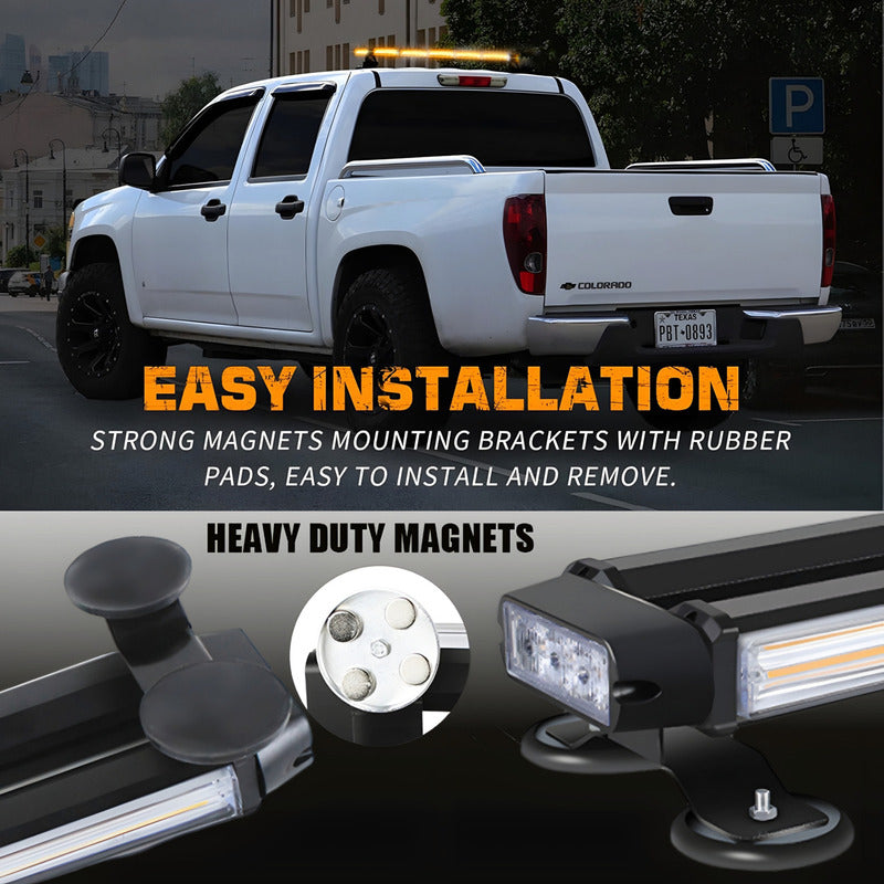 Baliza Led De Techo Destellante Ámbar 80cm Auto 12v Con Imán