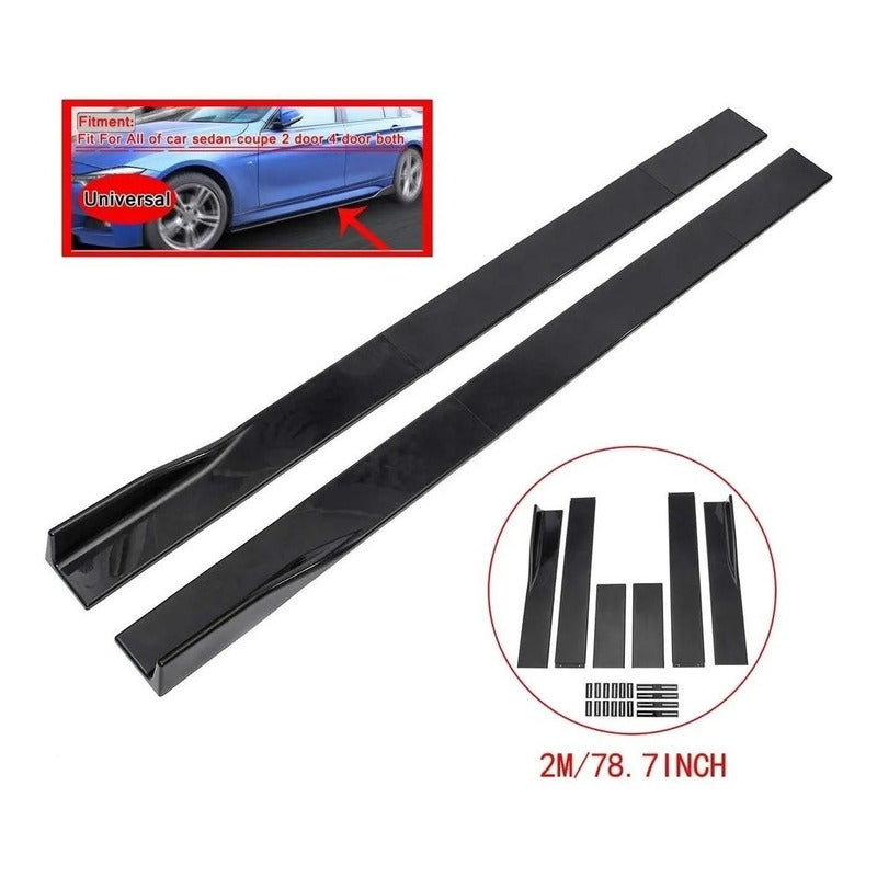 Lip Bumper Lateral 2mts Faldón Negro Brillante Universal /r&