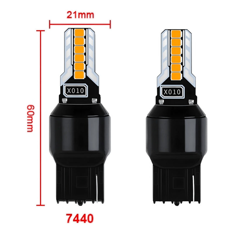 X2 Ampolleta Led T20 Blanco Ámbar 7440/7443 12led 12v Auto