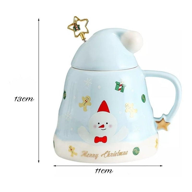 Taza De Navidad, Mug Decorativa Forma Gorro Pascuero +mezcla