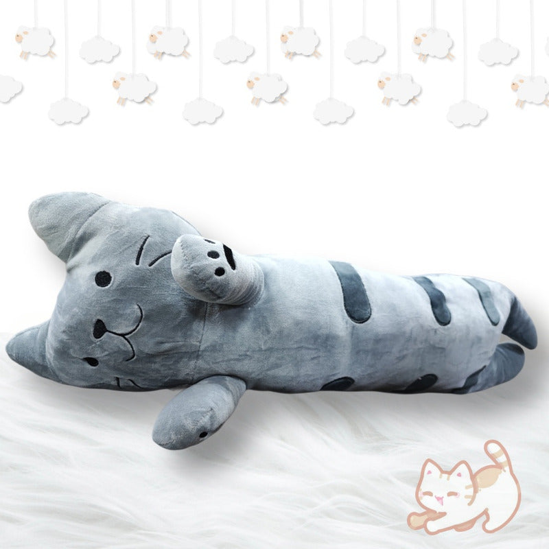 Cojín Gatito Peluche Felpa Gato Kawaii Abrazable 70cm Almoha