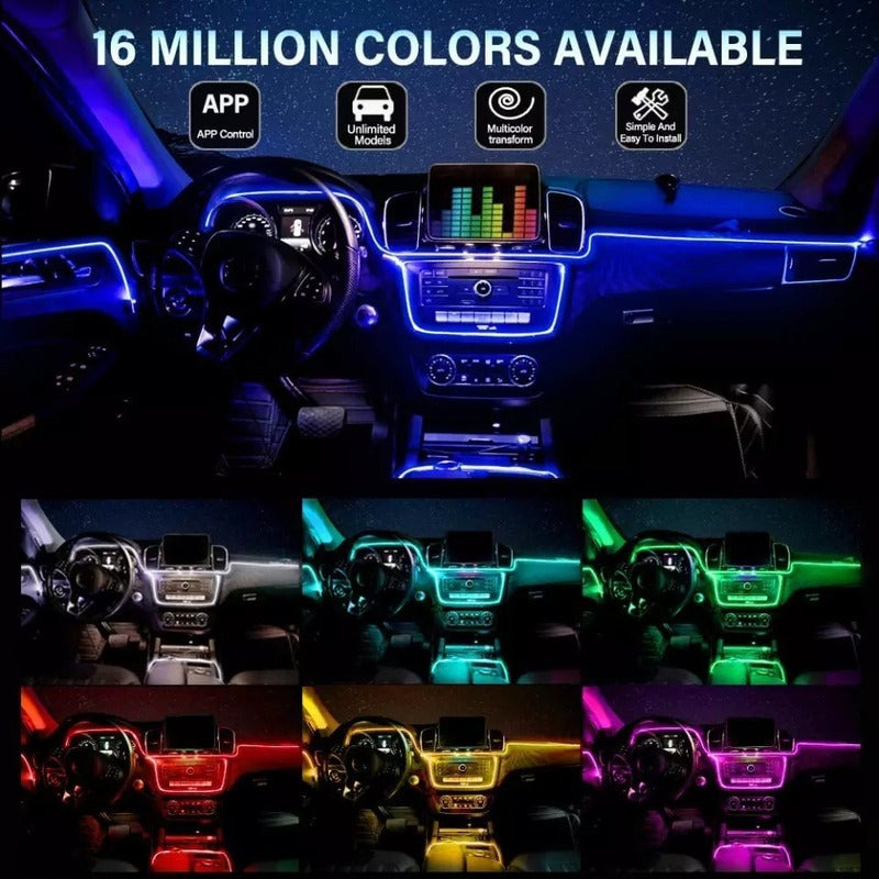 Hilo Neon Decorativo Con Luz Rgb 5 Led Bluetooth App Auto