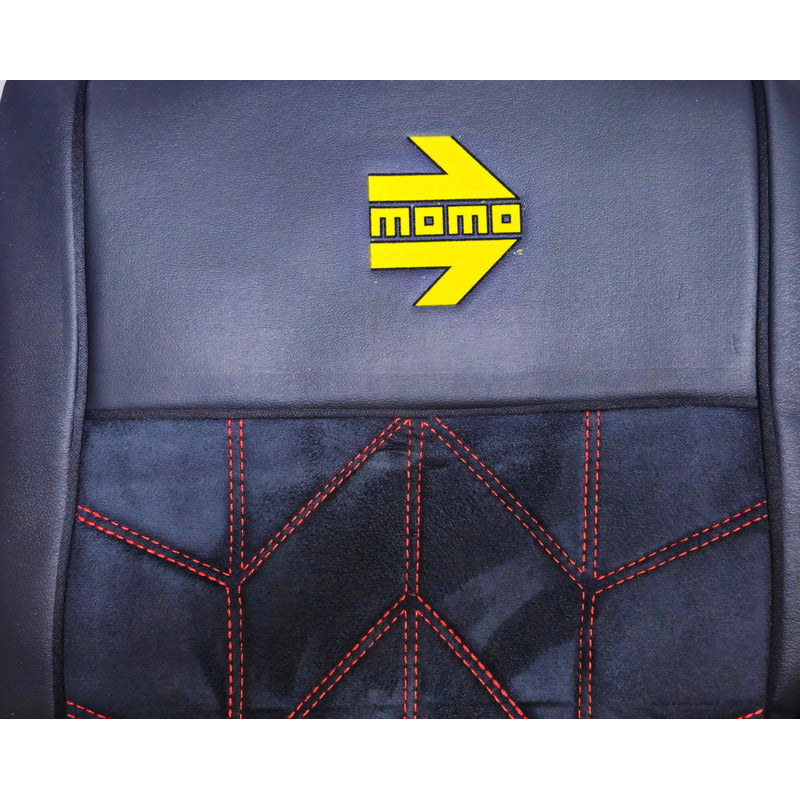 Set Cubre Asiento Momo 10pcs Eco Cuero Y Gamuza Premiun Auto
