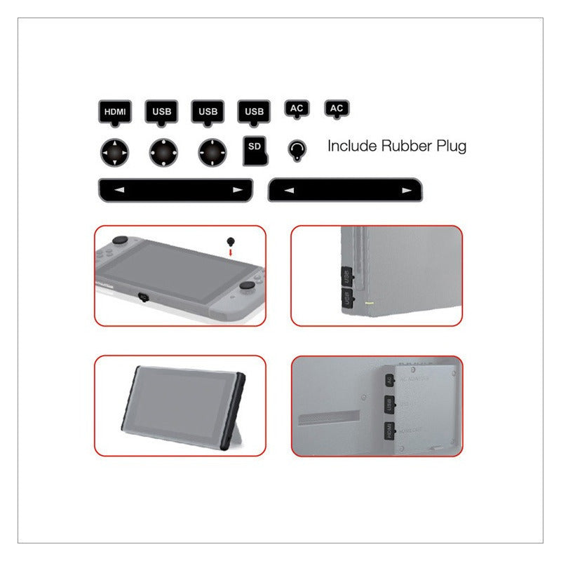 Kit Protector Anti Polvo Nintendo Switch Lámina Mica + Goma