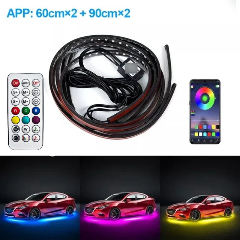 Kit Luz Chasis Arcoiris Bluetooth App+control Remoto Auto