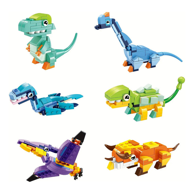 Set Mini Bloques Construcción 6 Dinosaurios En 1 Sorpresa