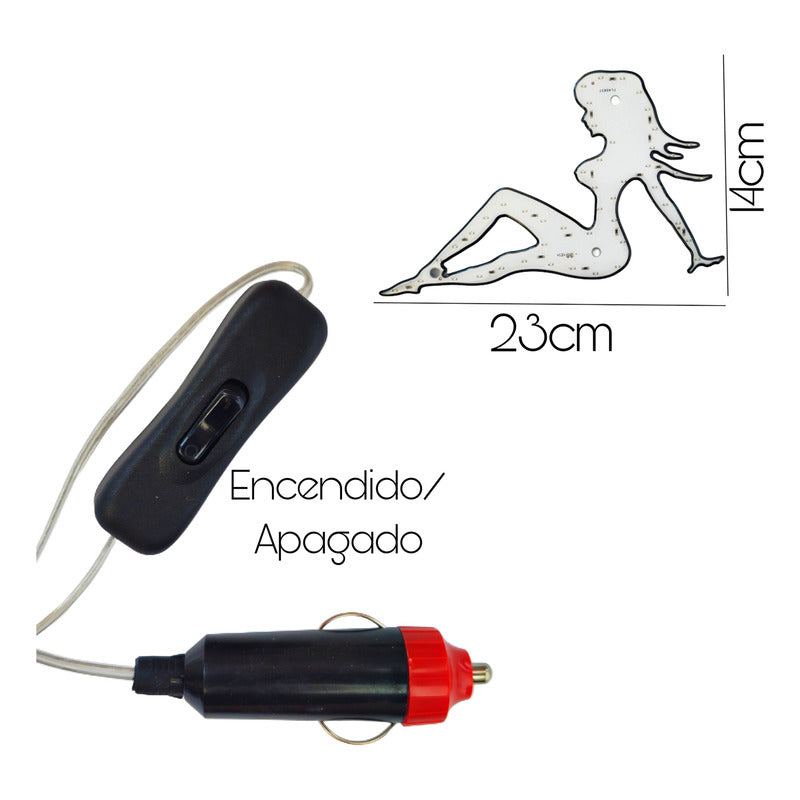 X2 Luz Led Silueta De Mujer Decoración Parabrisa 12v Auto