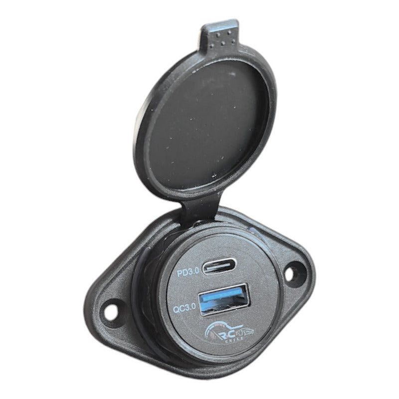 Adaptador Carga Rápida 1 Usb 1 Type C 12-24v Sobrepuesto