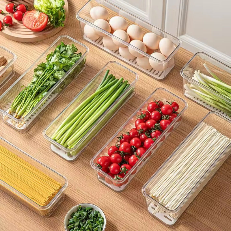 Organizador Refrigerador Contenedor Acrílico Con Tapa Fresco