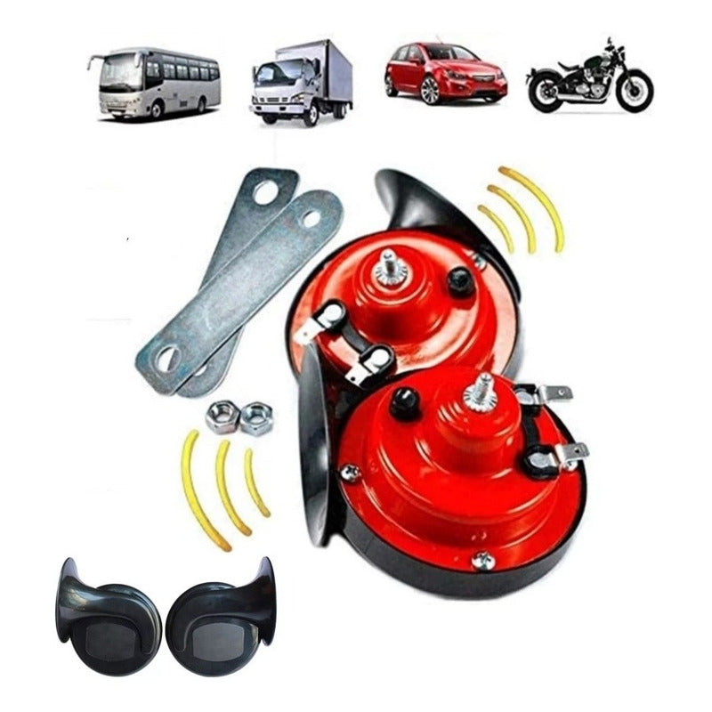 Kit Bocina Caracol Doble Auto Camioneta Moto 12v /r&c