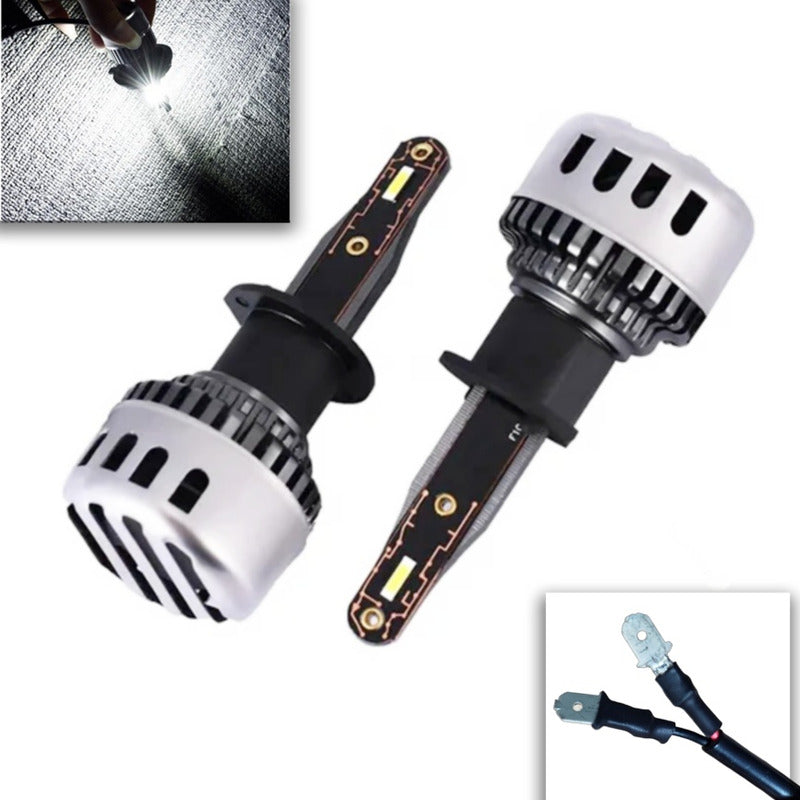 X2 Ampolleta Mini Turbo Led T10 Potente 12000lm Conector H3