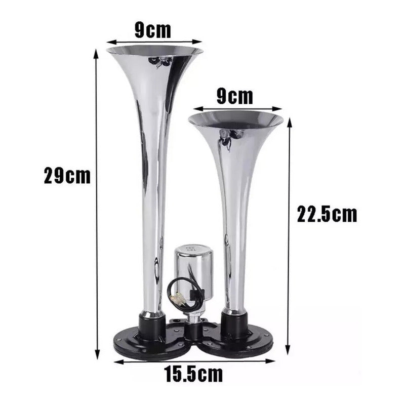 Bocina De Aire Electrica Doble Trompeta 12v-24v Auto Camión