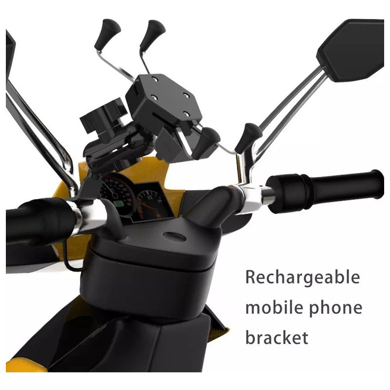 Porta Celular Para Moto Soporte Tipo X Con Cargador Usb /r&c
