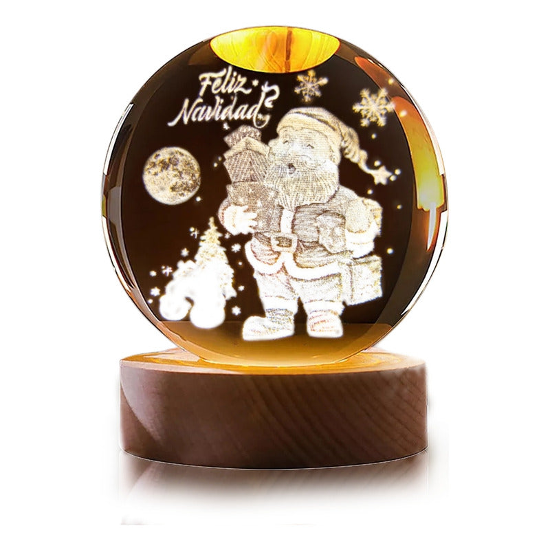 Esfera De Cristal Lámpara Noche Diseño Navidad 3d Bola 8cm