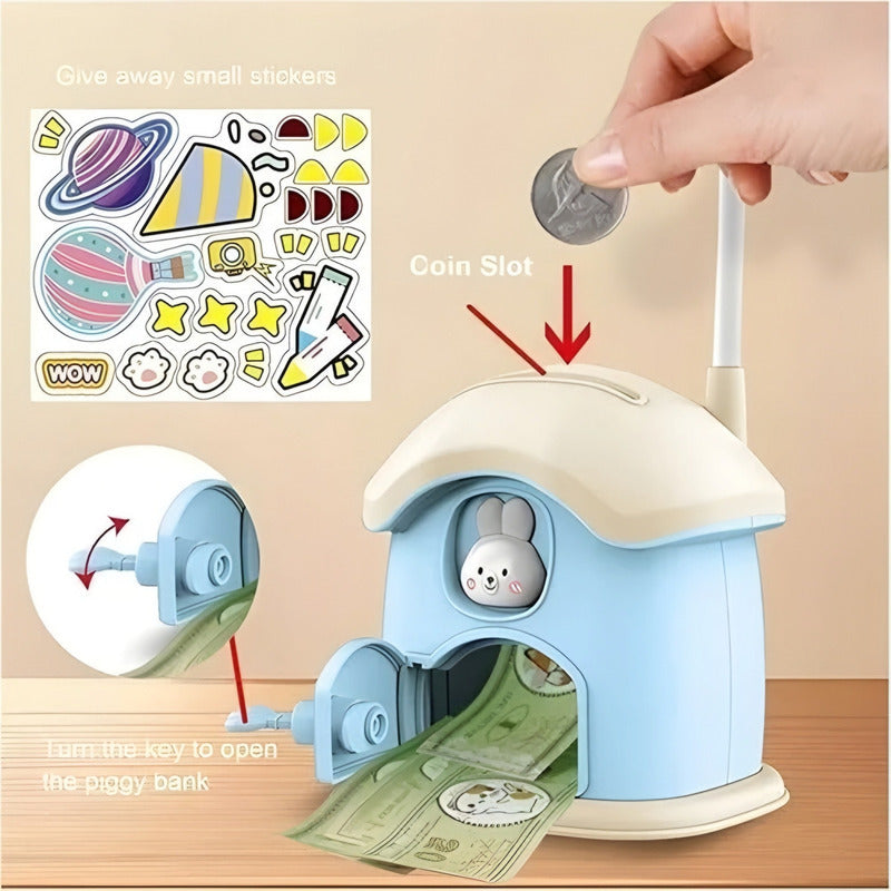 Lámpara De Escritorio Recargabl + Portalapiz Alcancía Kawaii