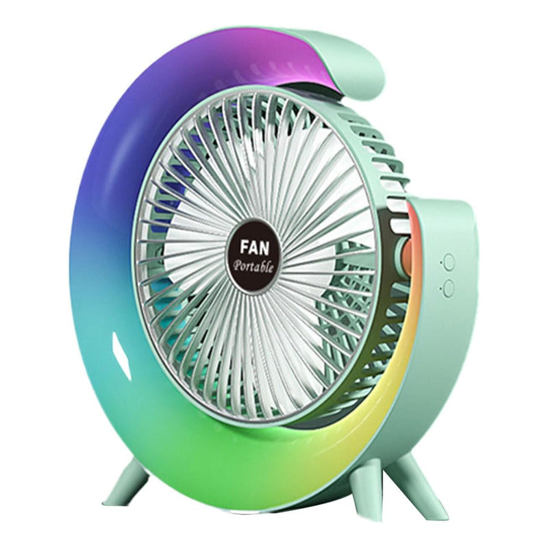 Ventilador De Mesa Recargable Usb 2 En 1 Con Lámpara Luz Led