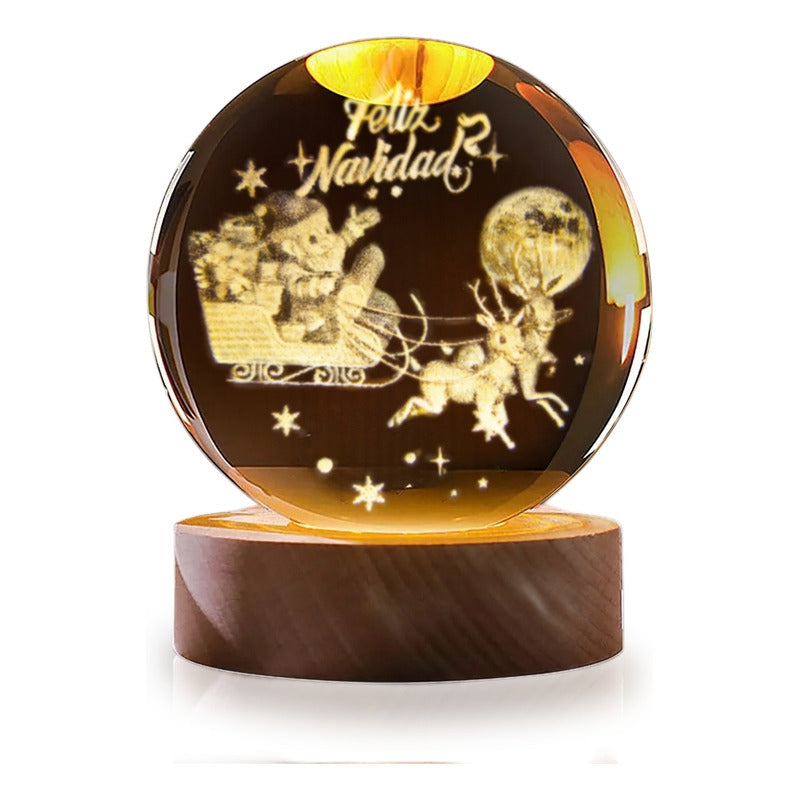 Esfera De Cristal Lámpara Noche Diseño Navidad 3d Bola 8cm