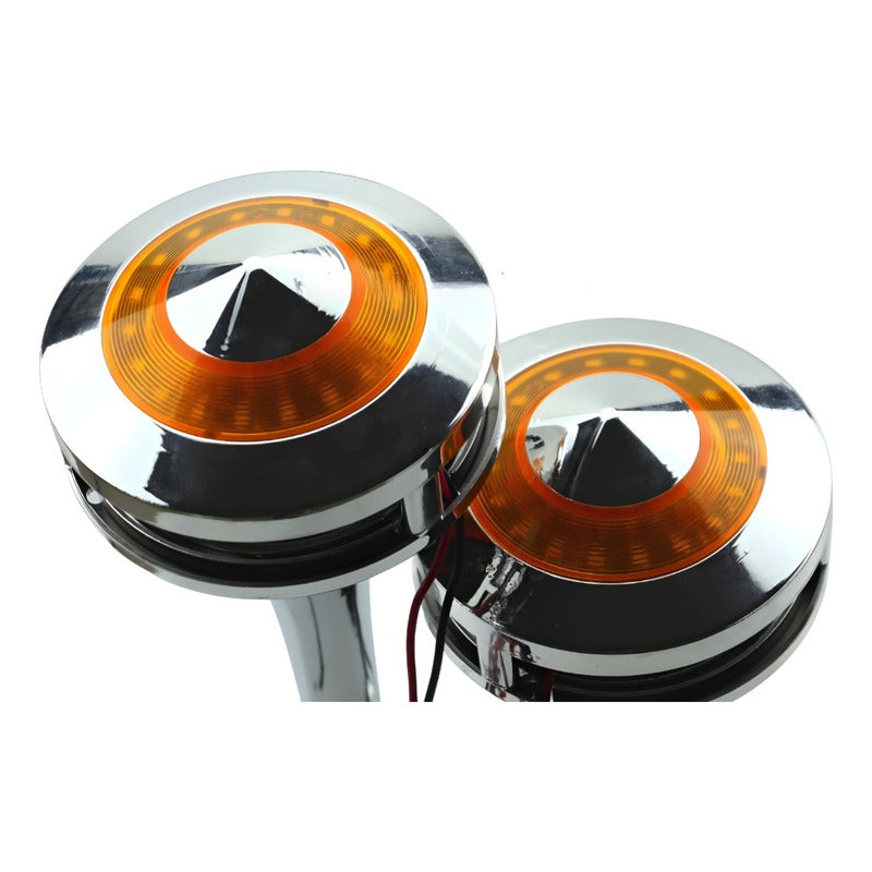 Bocina De Aire Electrica Doble Trompeta Con Luz Ámbar 12-24v