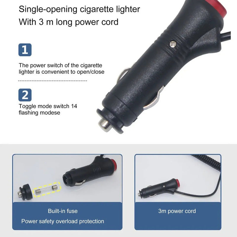 Baliza De Techo Azul Rojo Destellante 12-24v Auto Estrobo