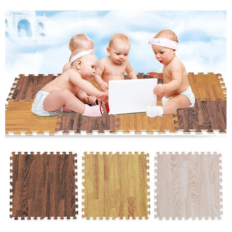 X4 Piso Goma Eva Puzzle Alfombra Madera 60x60x1cm Antigolpe