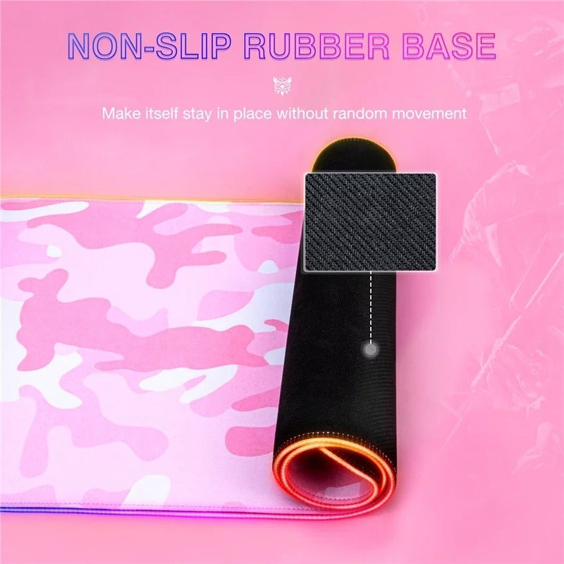 Mouse Pad Gamer Rosa Led Rgb Onikuma G5 Rosa Xl Con Luz
