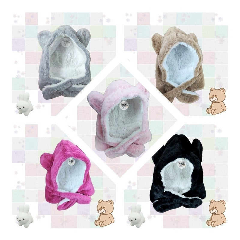 Gorro Con Bufanda Para Bebé Niño/a Diseño Invierno Calientit