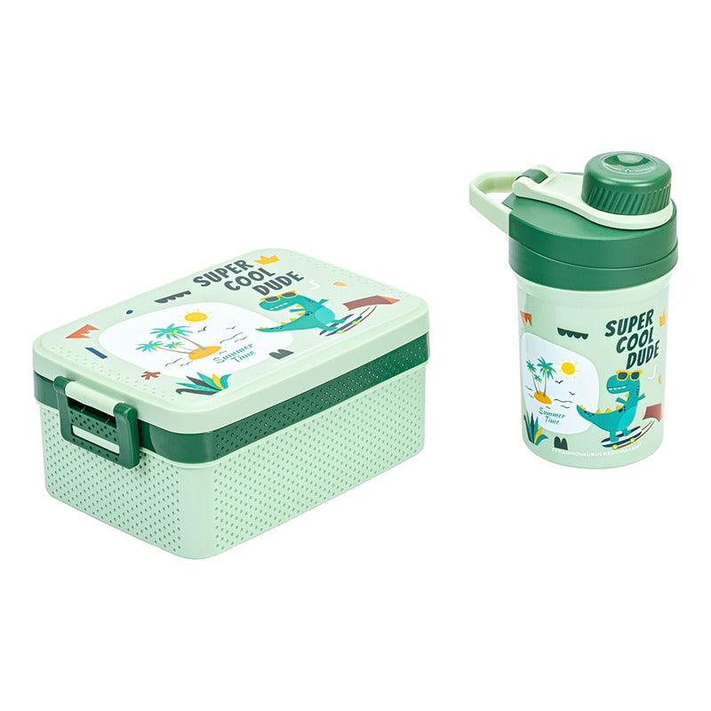 Lonchera Escolar +botella Vianda Lunch Box Contenedor Alimen