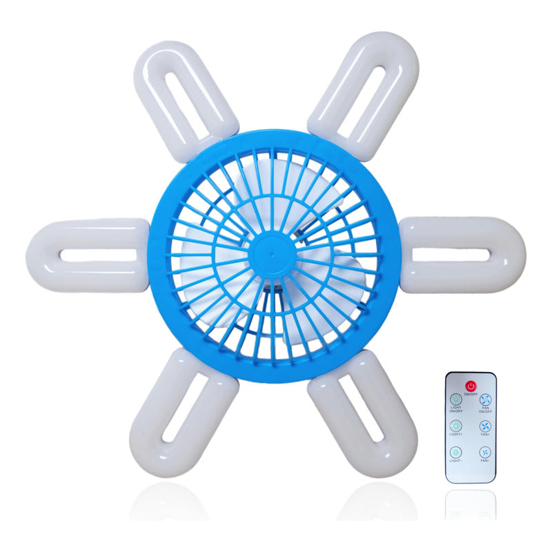 Ventilador De Techo + Ampolleta 6 Aspas E27 + Control Remoto