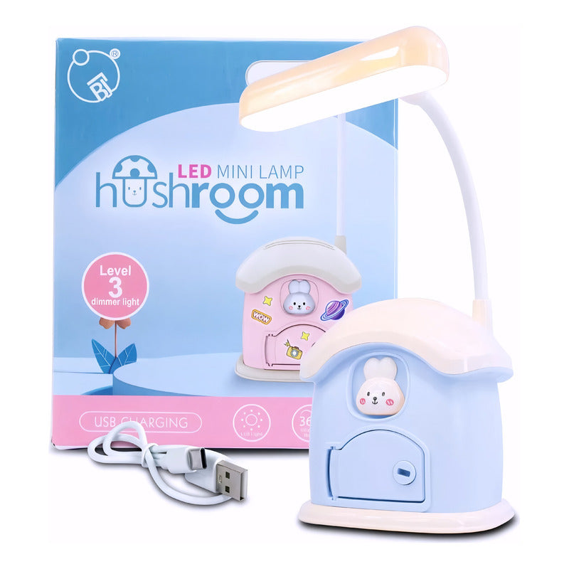 Lámpara De Escritorio Recargabl + Portalapiz Alcancía Kawaii