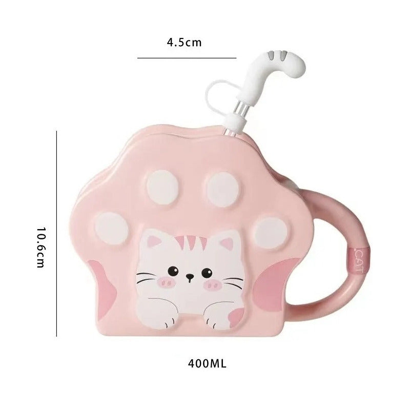 Vaso Diseño Garrita Con Bombilla Cola De Gato Mug Taza Tazón