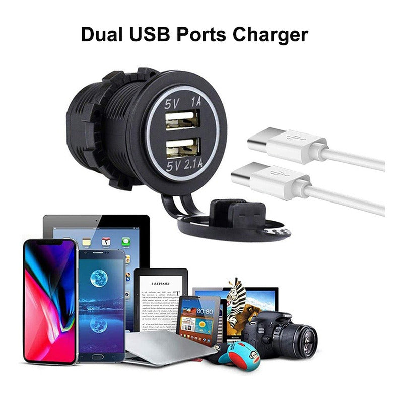 Cargador Doble Usb Adaptador Encendedor Con Luz 12v 1a/2.1a