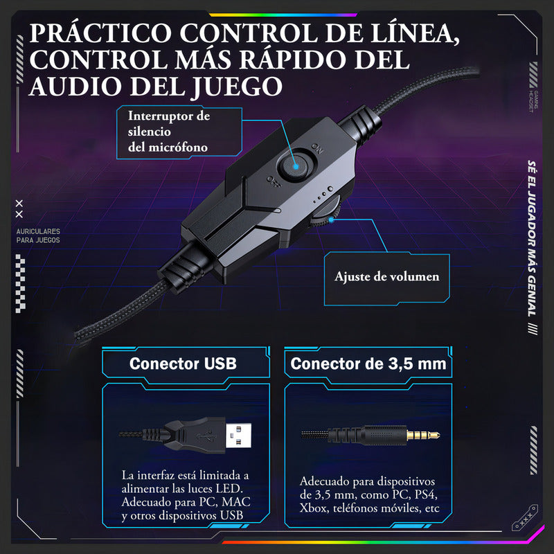Audifono Gamer Profesional Onikuma X31 Microfono Hd Luz Rgb Negro X31
