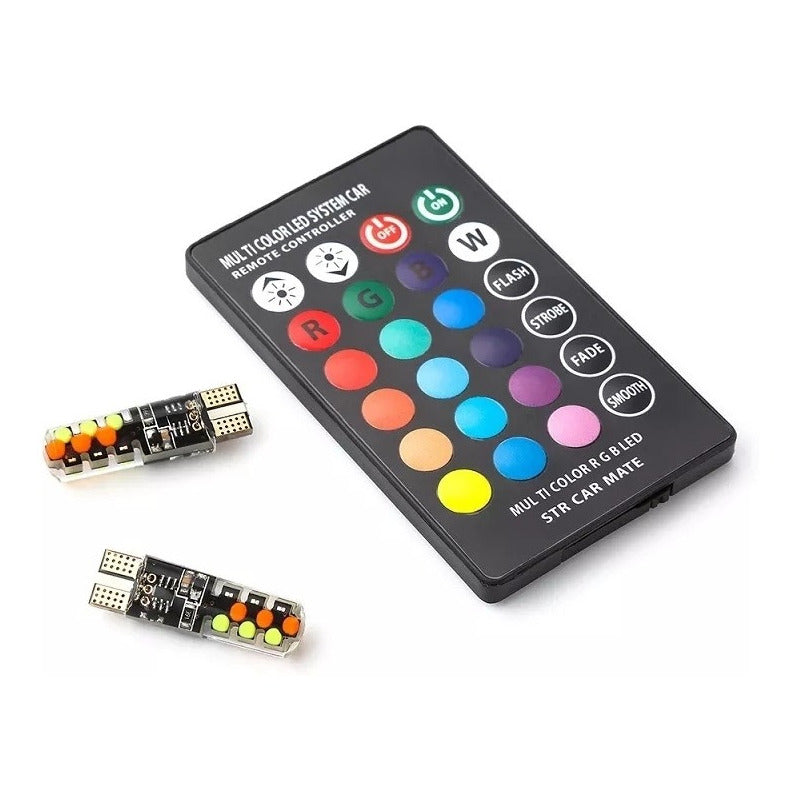 T10- Cola De Pescado Led Cob Rgb Multicolor + Control / R&c