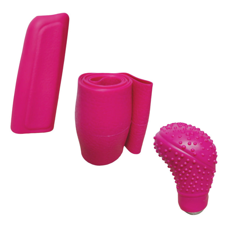 Kit Silicón Cubre Volante Pomo Y Freno De Mano Lavable Rosa