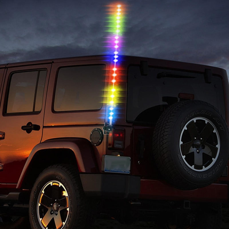 Antena Tipo Látigo Con Luz Rgb Luz Led 60cm 12-24v
