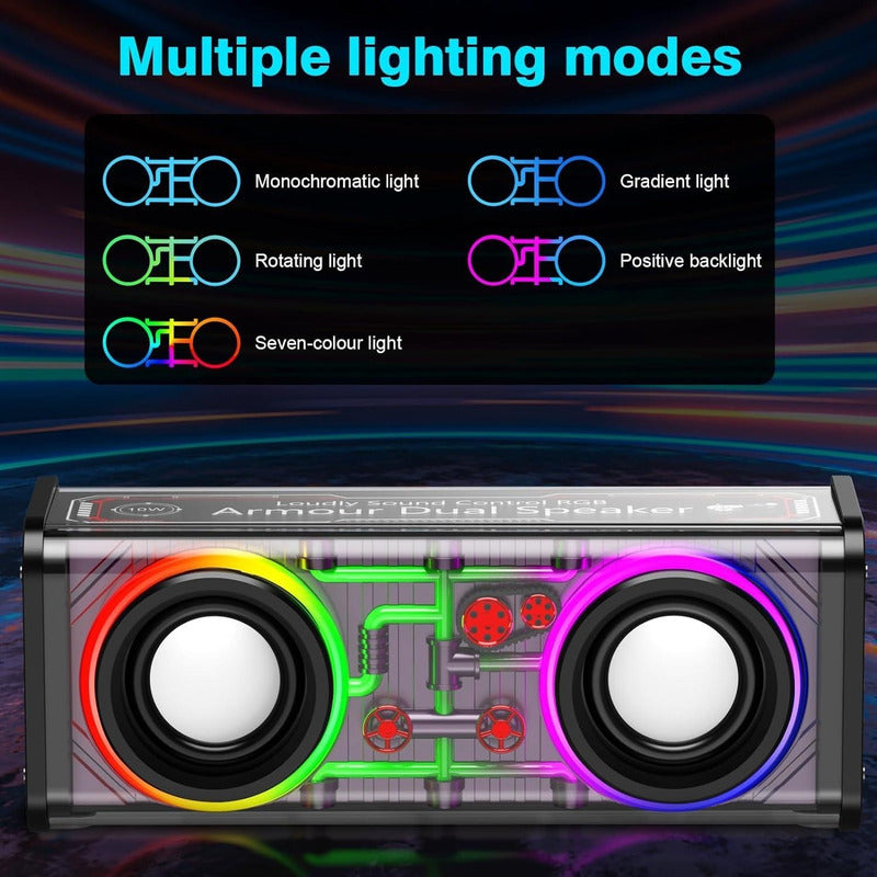Parlante Bluetooth Doble, Transparente Con Luz Portátil /ryc