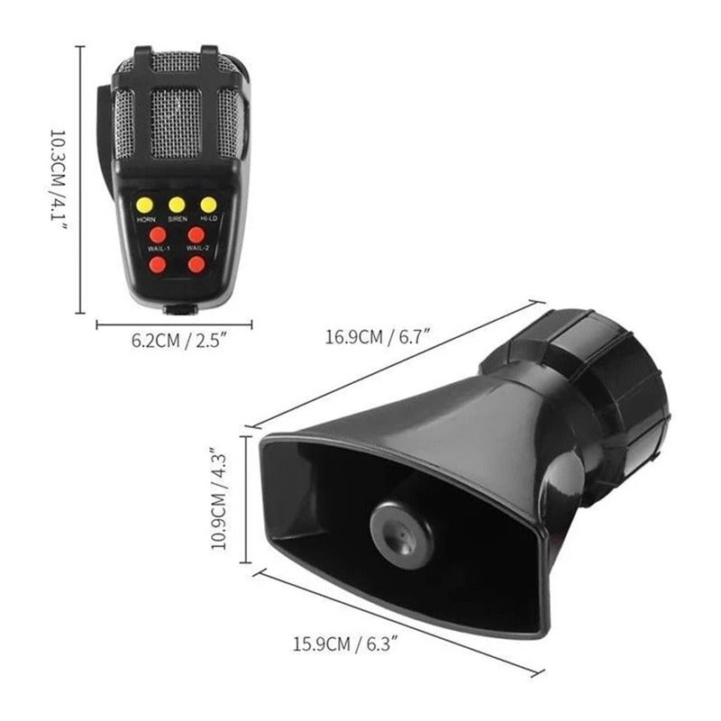 Bocina Policial Sirena Carabinero 7 Tonos Megafono 100w 12v