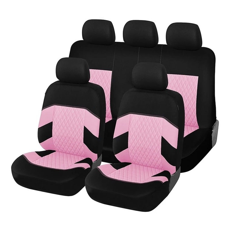 Funda Cubre Asiento Auto Rosado Universal 9pieza Rosa Diseño