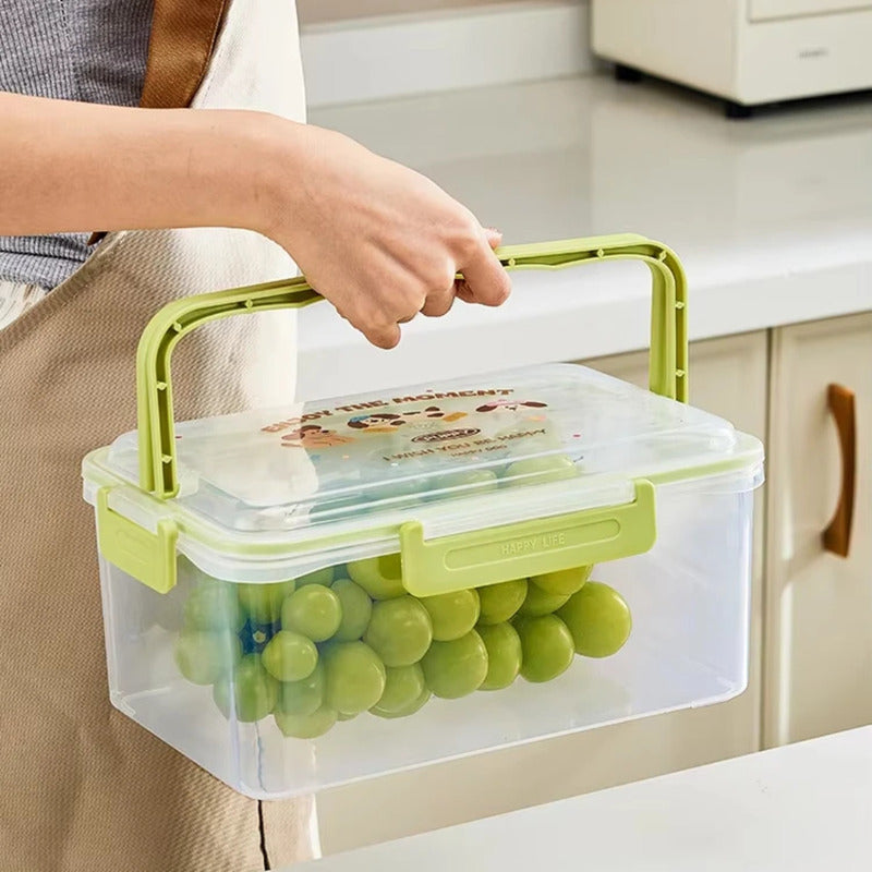 X5 Contenedor Hermético Cn Tapa Fruta Verdura Frescas Kawaii